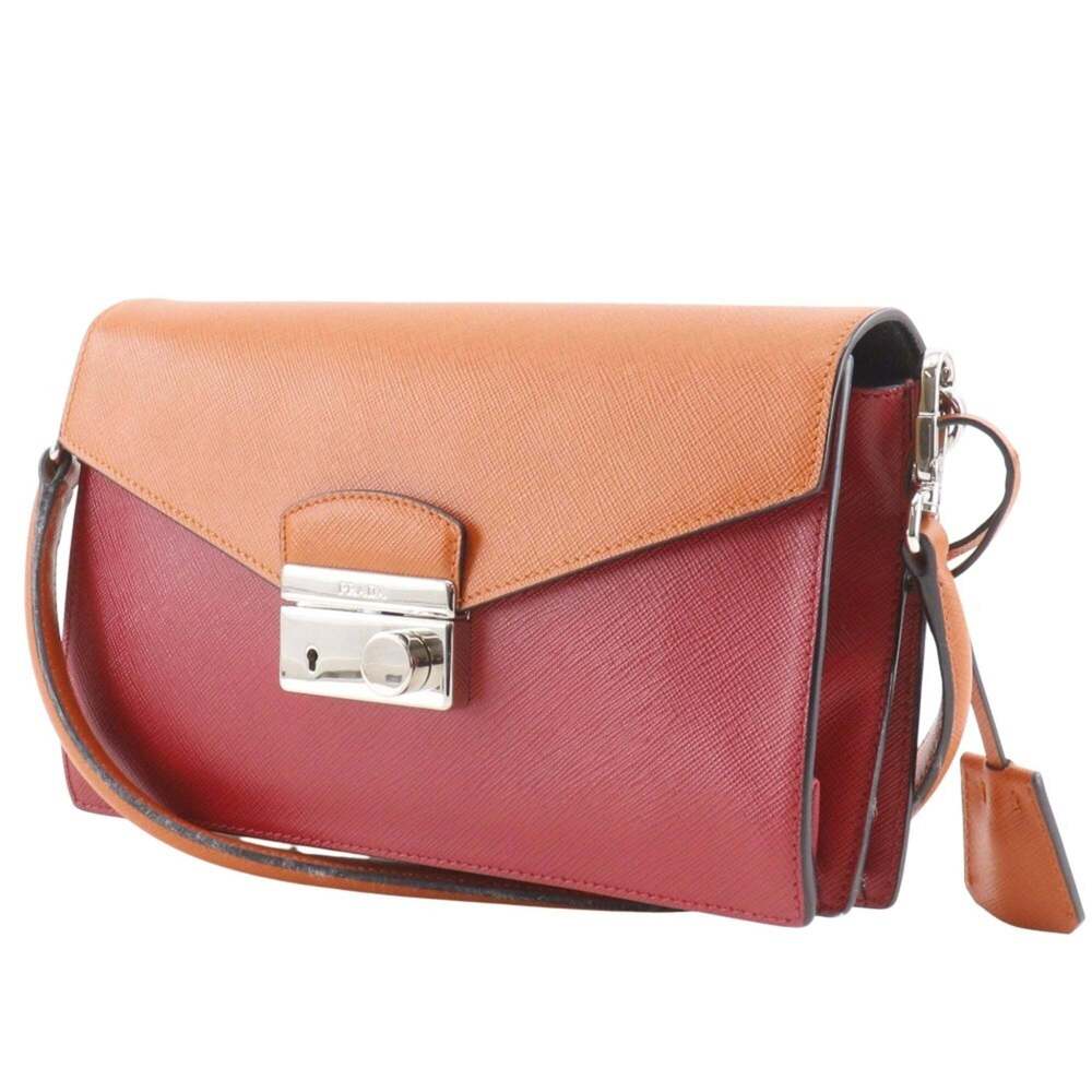 PRADA Red Saffiano Shoulder Bag - Picture 2 of 16